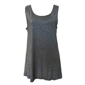 Metallic Silver Sleeveless Tank Tunic Knit Blouse Shirt EUC